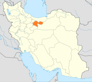 Map of Iran with Tehran highlighted