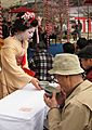 Maiko serving tea at Kitano Tenmangū 2011-02-25