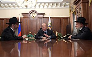 Vladimir Putin, Berl Lazar, Alexander Boroda (2016-12-28)