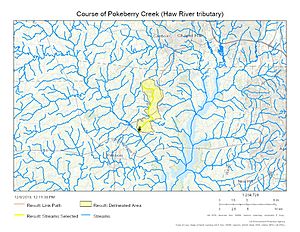 Course of Pokeberry Creek (Haw River tributary)