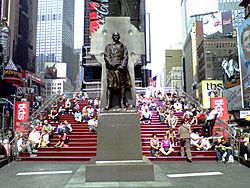 Father Duffy statue and TKTS booth risers