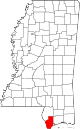 State map highlighting Hancock County