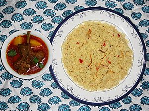 Saloonay Chawal With Aloo Gosht