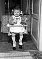 Swing, interior, kid, girl, ribbon Fortepan 30812