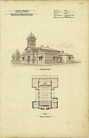 Architectural plans of Court House, Warwick, 1888