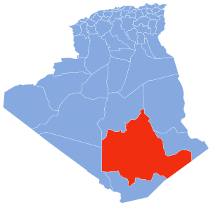 Map of Algeria highlighting Tamanrasset