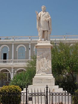 Dionysios Solomos statue at Dionysios Solomos Square, Zakynthos City, Greece 01