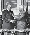 General George C. Marshall receives the Distinguished Service Medal from President Harry S. Truman in 1945