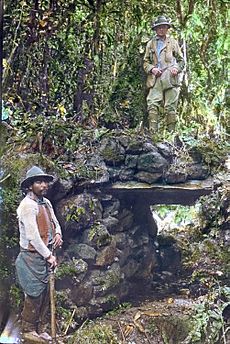 Hiram Bingham at Espiritu Pampa ruins 1911