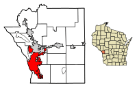 Location of La Crosse in La Crosse County, Wisconsin.