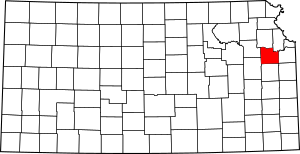 Map of Kansas highlighting Douglas County