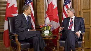 Barack Obama meets Stephen Harper