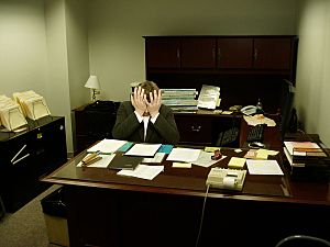 Frustrated man at a desk