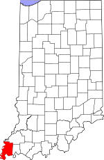 Map of Indiana highlighting Posey County