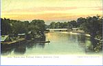 PostcardStamfordCTMillRiverSceneNearRRSta1901TO1907