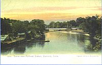 PostcardStamfordCTMillRiverSceneNearRRSta1901TO1907