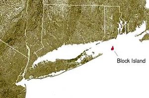 US East Coast Map with Block Island highligting