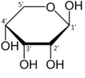 Beta-D-Ribopyranose numbered