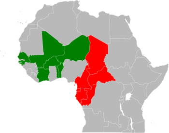 CFA Franc map