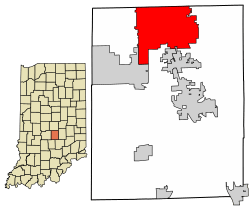 Location of Greenwood in Johnson County, Indiana