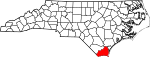 State map highlighting Brunswick County