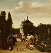 Pieter de Hooch, A Game of Ninepins, c. 1665 at Waddesdon Manor