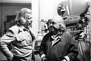 Tom Bosley filming at Independence Hall, Knott's Berry Farm, 1979