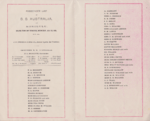 Oceanic Steamship company passenger list for departure of SS Australia from San francisco, California USA on July 26, 1899