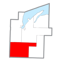 Location within Baraga County (red) and the administered CDP of Covington (pink)