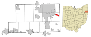 Location of Lowellville in Mahoning County and in the State of Ohio