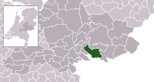 Highlighted position of Montferland in a municipal map of Gelderland