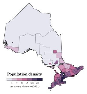 Ontario Population Density 2021