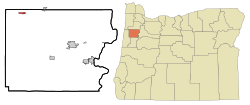 Location of Grand Ronde within Polk County, Oregon