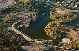 Aerial LakeLosCarneros StowHouse GoletaDepot RailMuseum