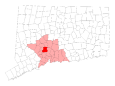 Bethany's location within New Haven County and Connecticut