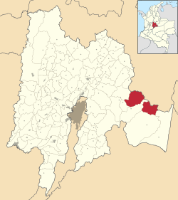 Location of the municipality and town inside Cundinamarca Department of Colombia