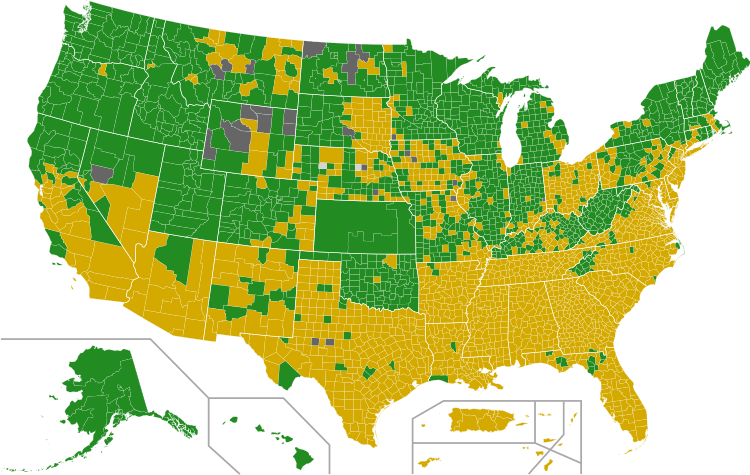 Democratic Party presidential primaries results by county, 2016