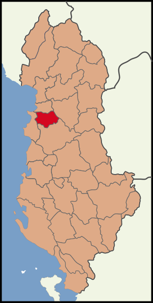 Map showing the district within Albania