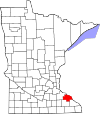 State map highlighting Wabasha County