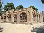 Geysarriya monument, a building in light-coloured stone and brick