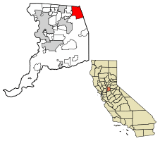 Location of Folsom in Sacramento County, California