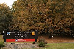 Monmouth Battlefield sign (Autumn)