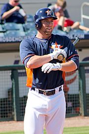 Nolan Fontana at bat during 2015 spring training