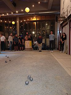 Pétanque being played indoor in Rotterdam.