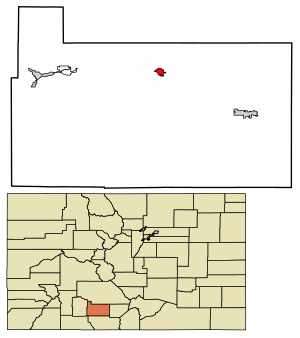 Location of the Town of Del Norte in the Rio Grande County, Colorado.