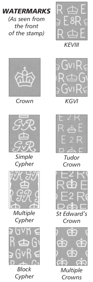 Watermarks on British stamps