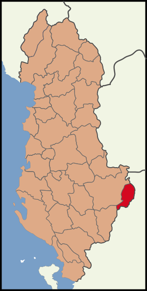 Map showing the district within Albania