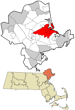 Location in Essex County and the state of Massachusetts.