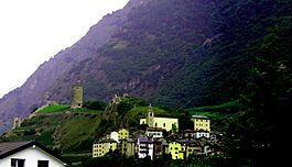 Saxon tower, above the village