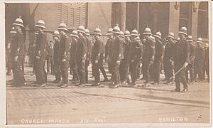 13th Royal Regiment, Canadian Militia, church parade in Hamilton, Ontario, 1915